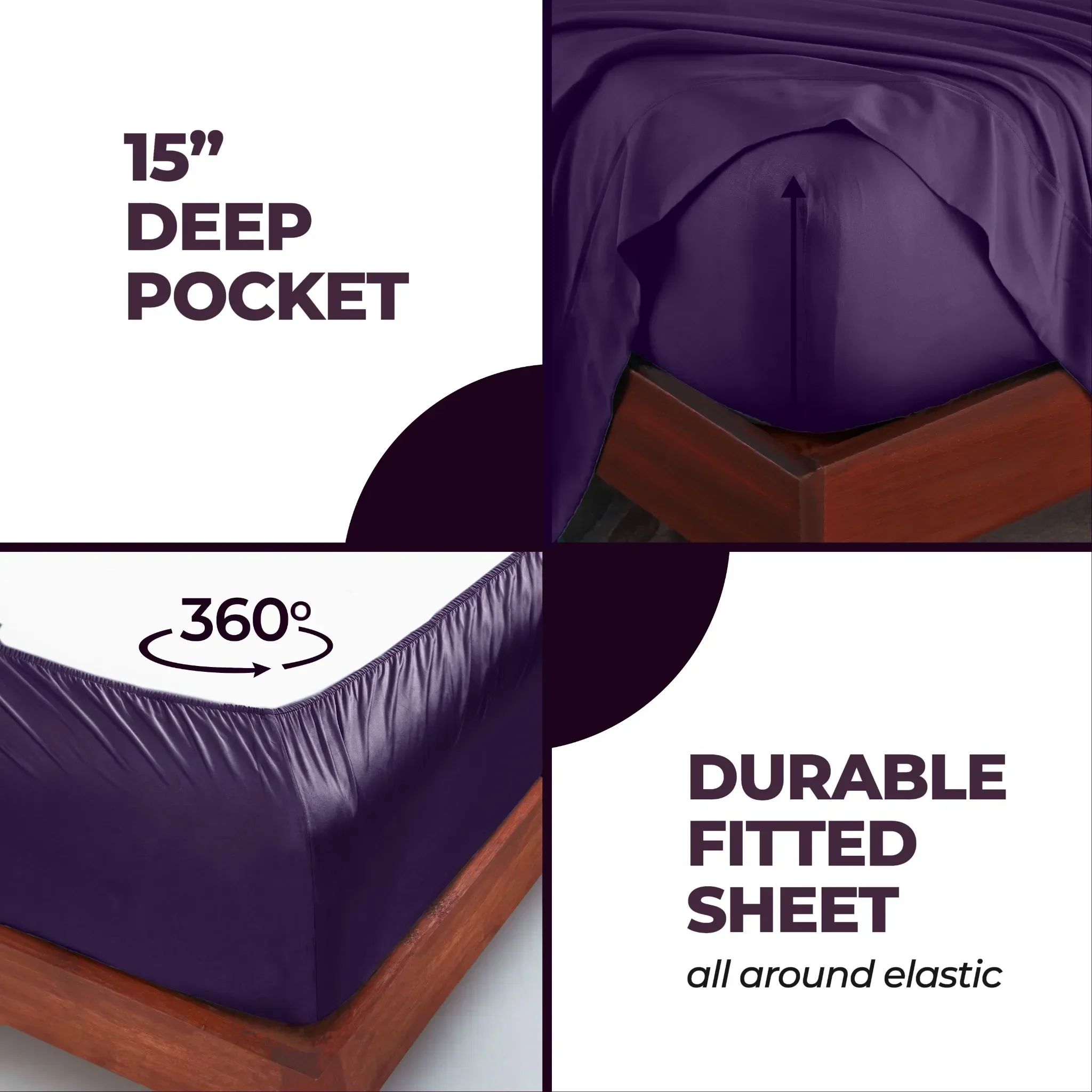 Bamboo Viscose 4-Piece Bed Sheet Set 300 Thread Count Deep Pocket - Image 79