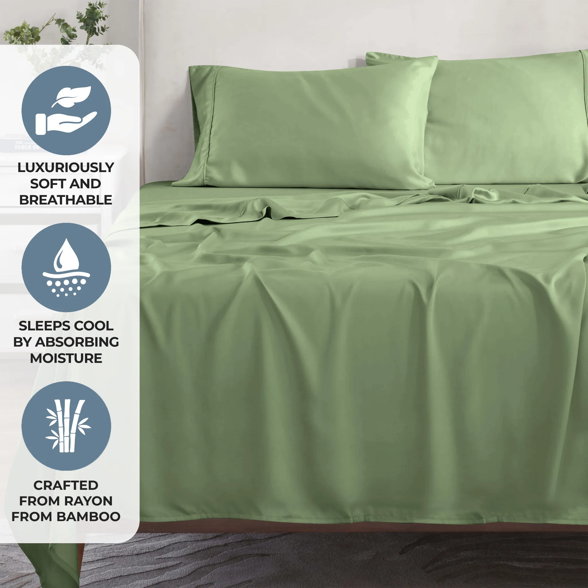 Bamboo Viscose 4-Piece Bed Sheet Set 300 Thread Count Deep Pocket - Image 84