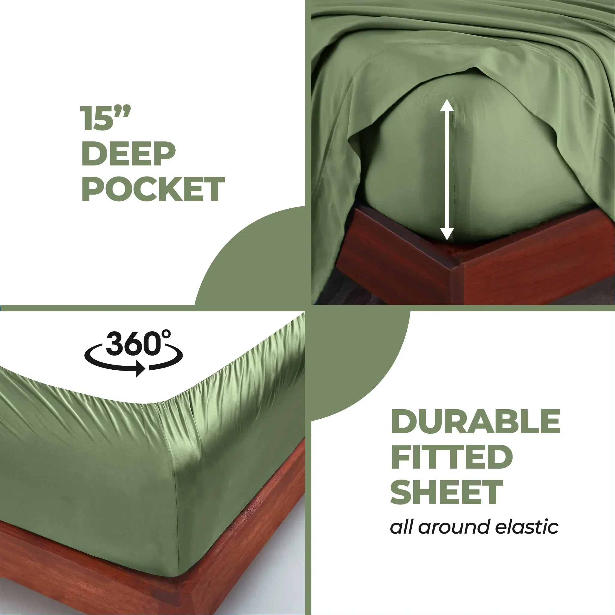 Bamboo Viscose 4-Piece Bed Sheet Set 300 Thread Count Deep Pocket - Image 88