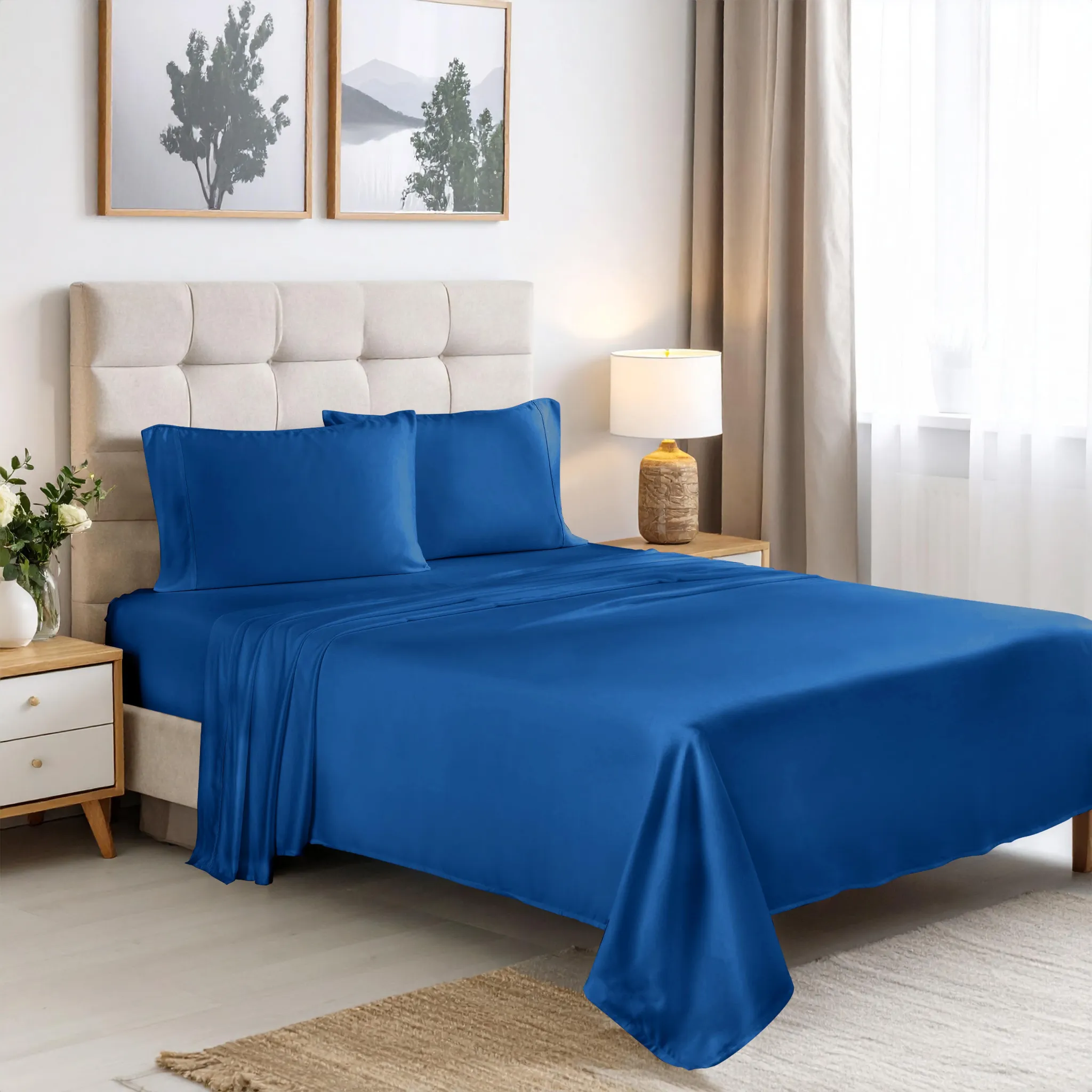 Bamboo Viscose 4-Piece Bed Sheet Set 300 Thread Count Deep Pocket - Image 91