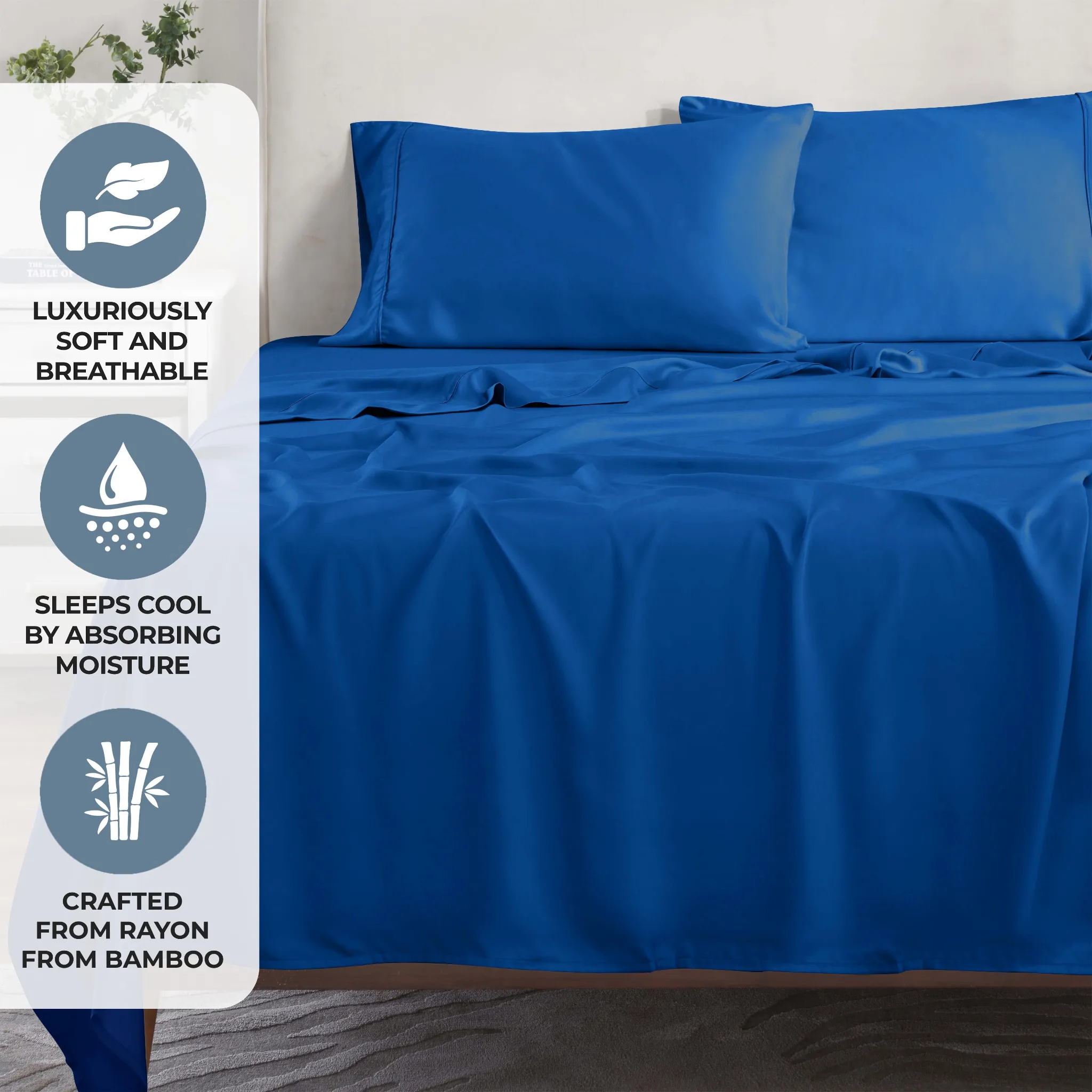 Bamboo Viscose 4-Piece Bed Sheet Set 300 Thread Count Deep Pocket - Image 93