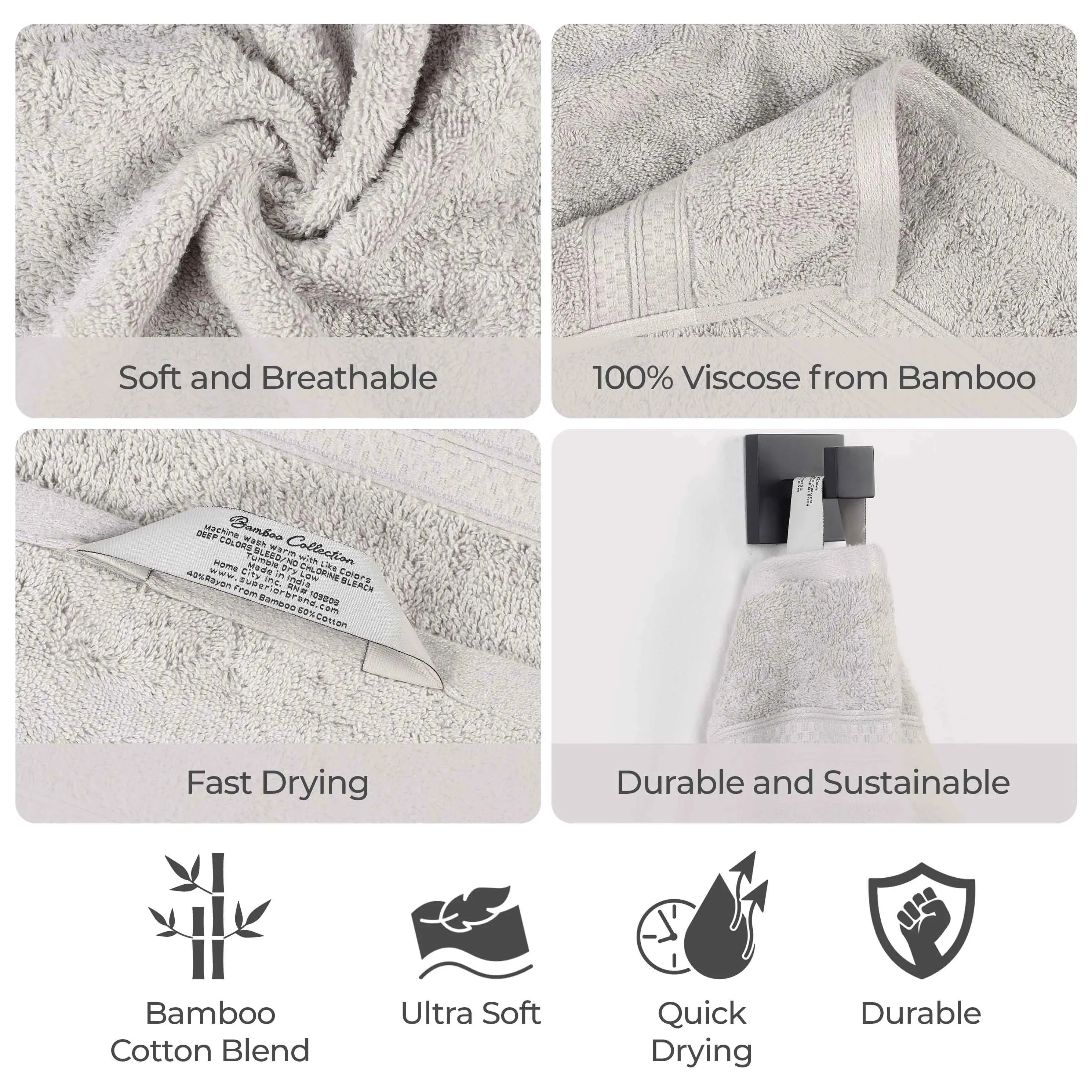 Rayon from Bamboo Cotton Blend Bath Towel Set of 2 - Image 23