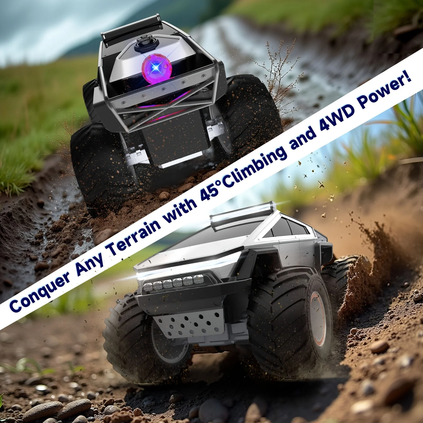 RC Monster Truck 4WD Remote Control Car Off-Road Toy with LED Lights for Kids 6+ - Image 7