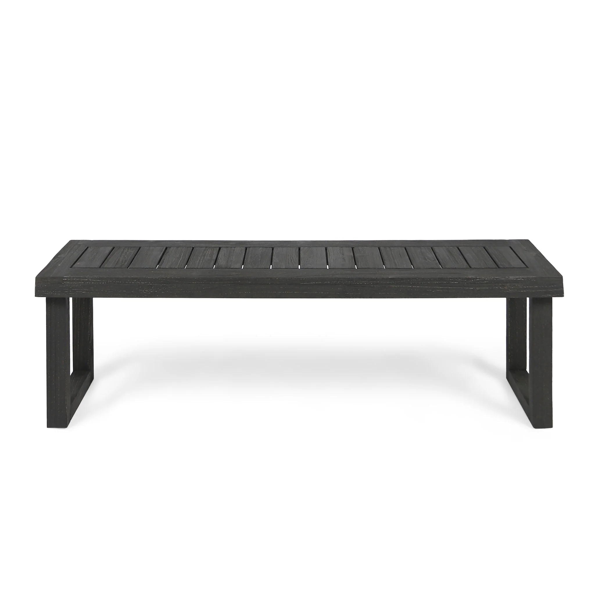 Realm - Outdoor Bench With Slat Panel Top And Base - Dark Gray - Image 4