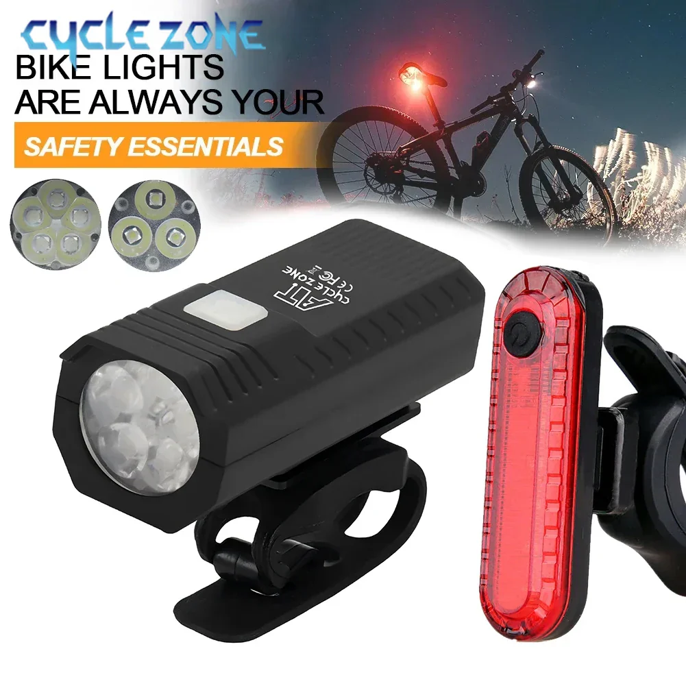 Rechargeable Bike Light Set LED Headlight and Taillight for Night Cycling Safety - Image 2