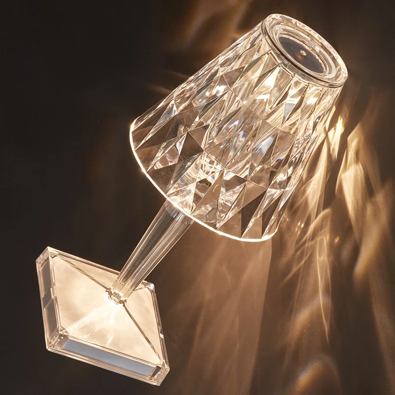 Rechargeable Diamond Table Lamp USB Crystal Bedside Light Acrylic Desk Decor - Image 4