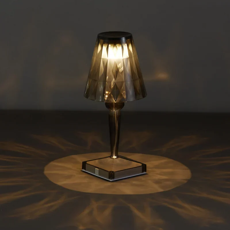 Rechargeable Diamond Table Lamp USB Crystal Bedside Light Acrylic Desk Decor - Image 7