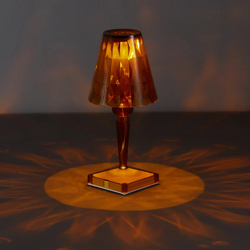 Rechargeable Diamond Table Lamp USB Crystal Bedside Light Acrylic Desk Decor - Image 8