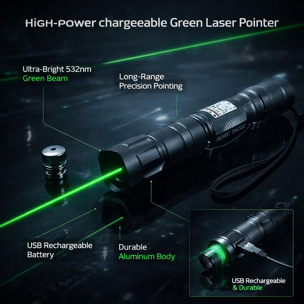 Rechargeable Green Laser Pointer 532nm USB Long Range - Image 3