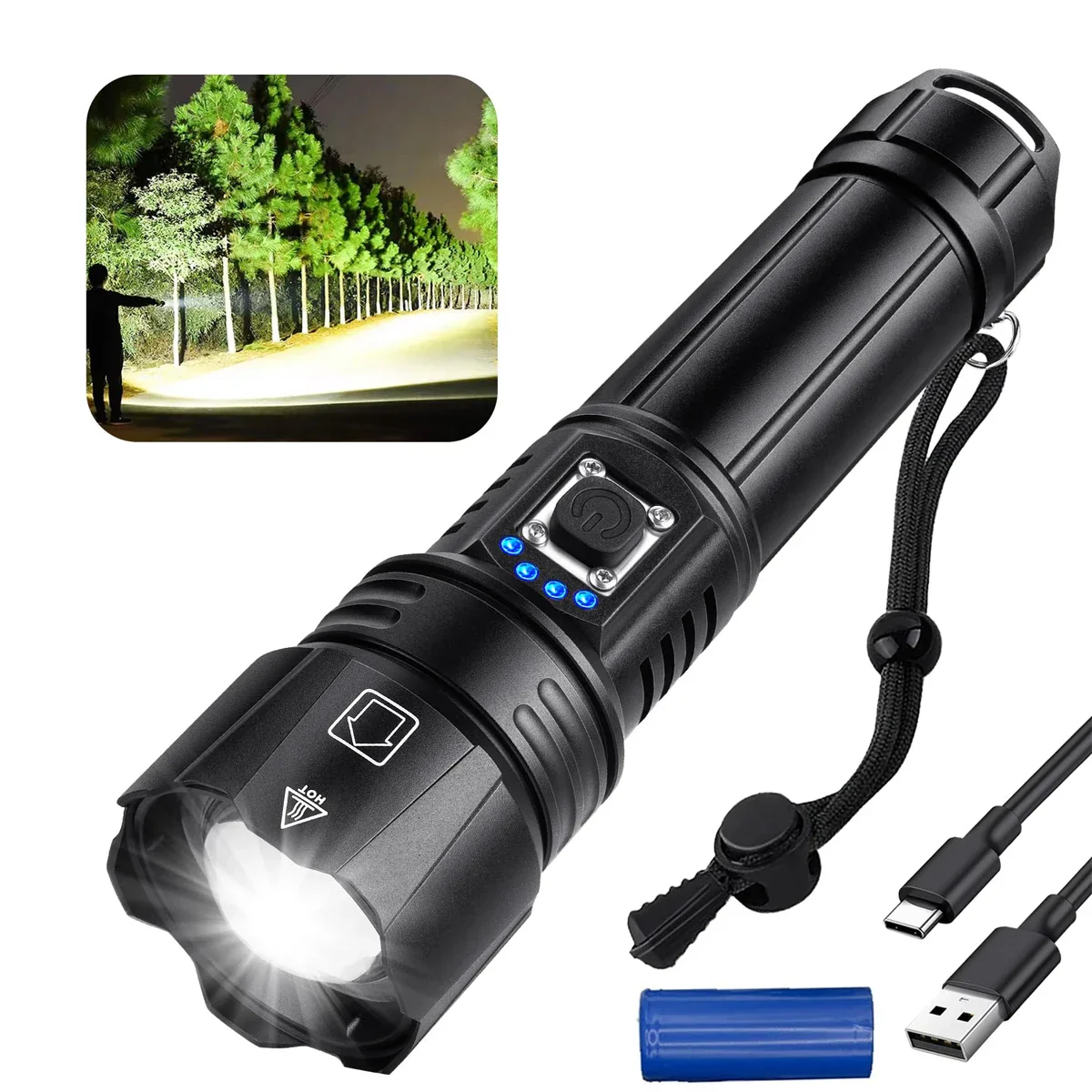 Rechargeable High Lumen LED Flashlight Waterproof 5 Modes Bright Torch - Image 7