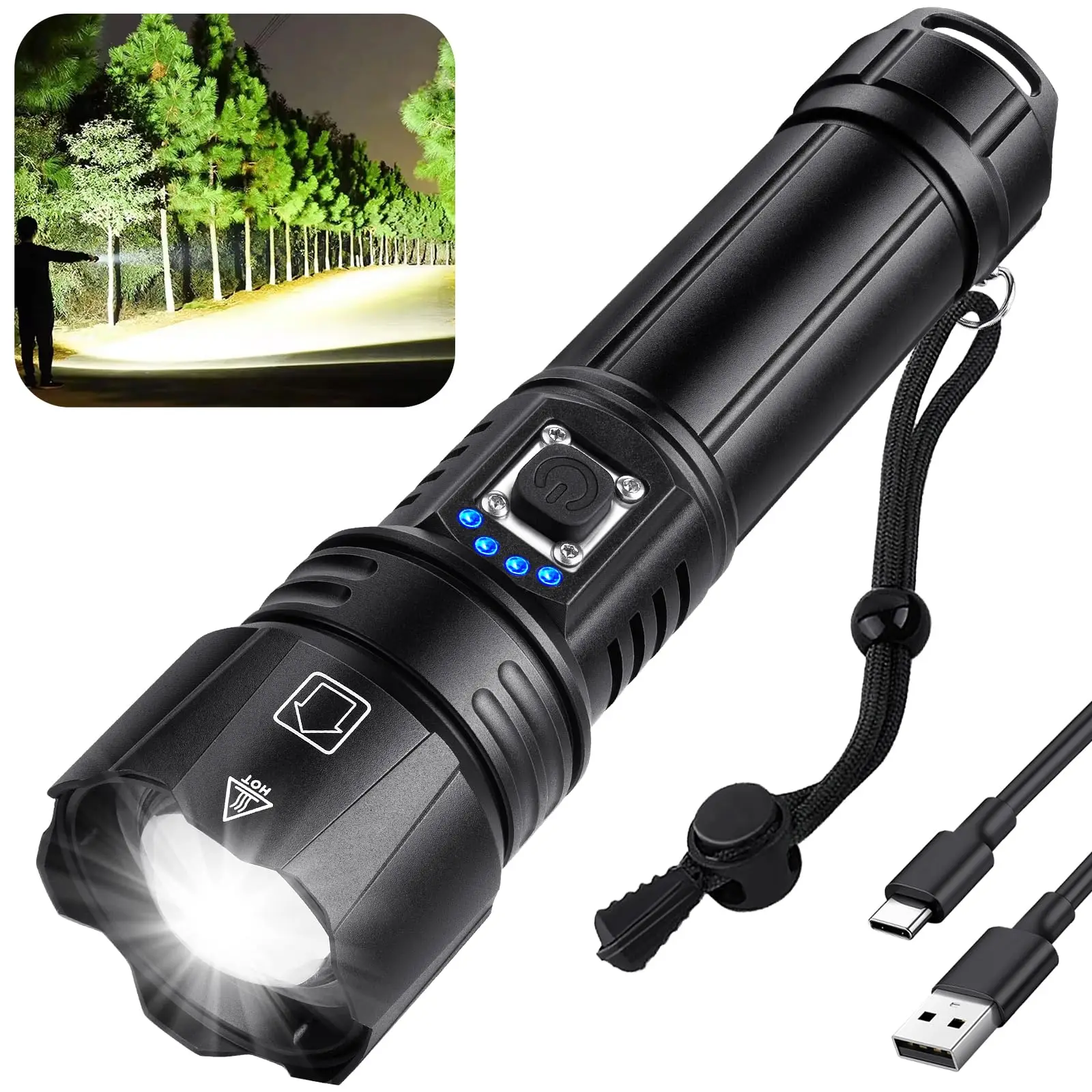 Rechargeable High Lumen LED Flashlight Waterproof 5 Modes Bright Torch - Image 8