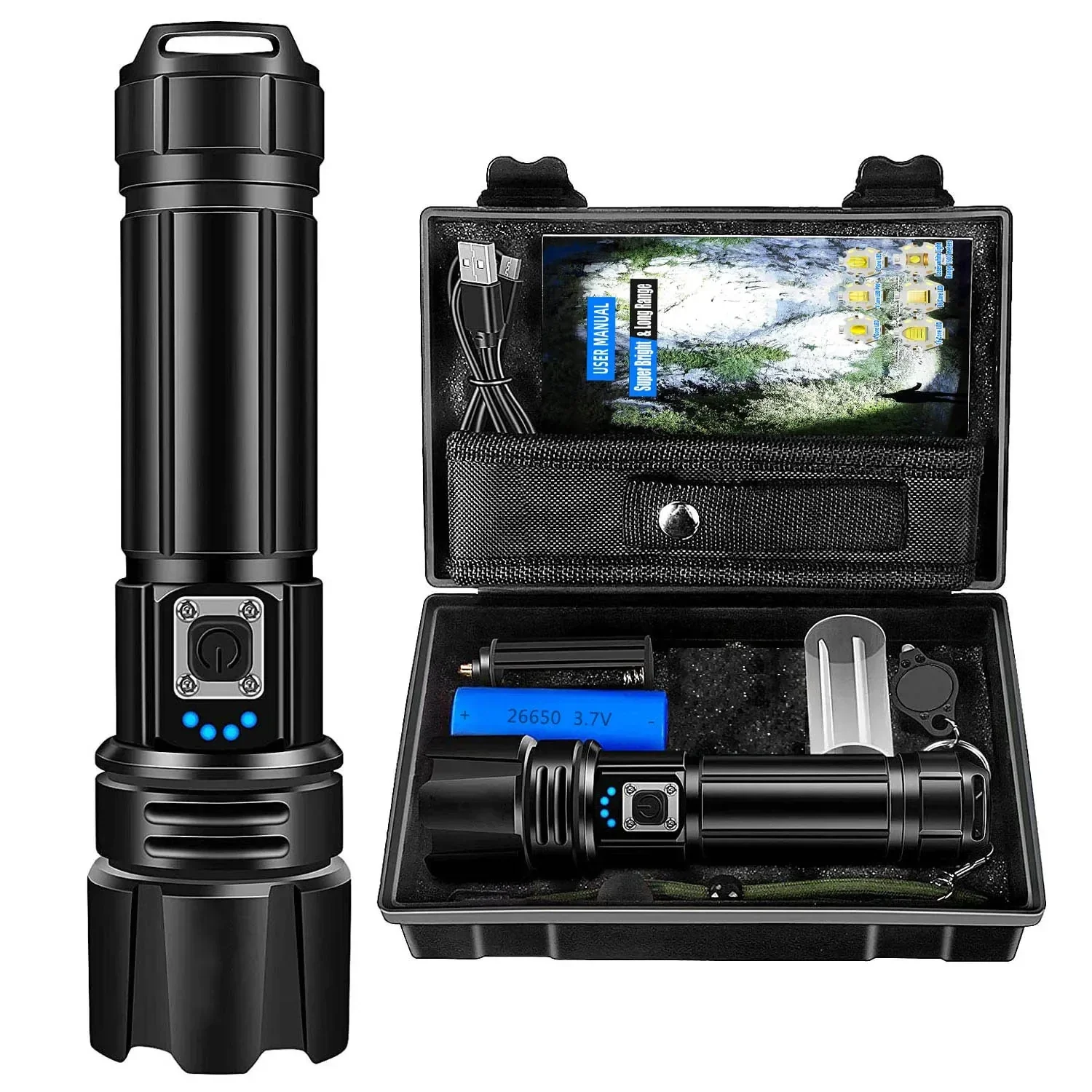 Rechargeable High Lumen LED Flashlight Waterproof 5 Modes Bright Torch - Image 9