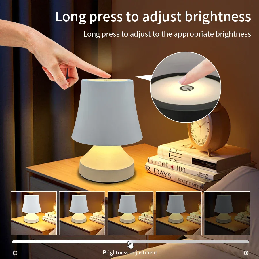 Rechargeable LED Desk Lamp 3-Color Adjustable Bedside Table Light Modern Decor - Image 2