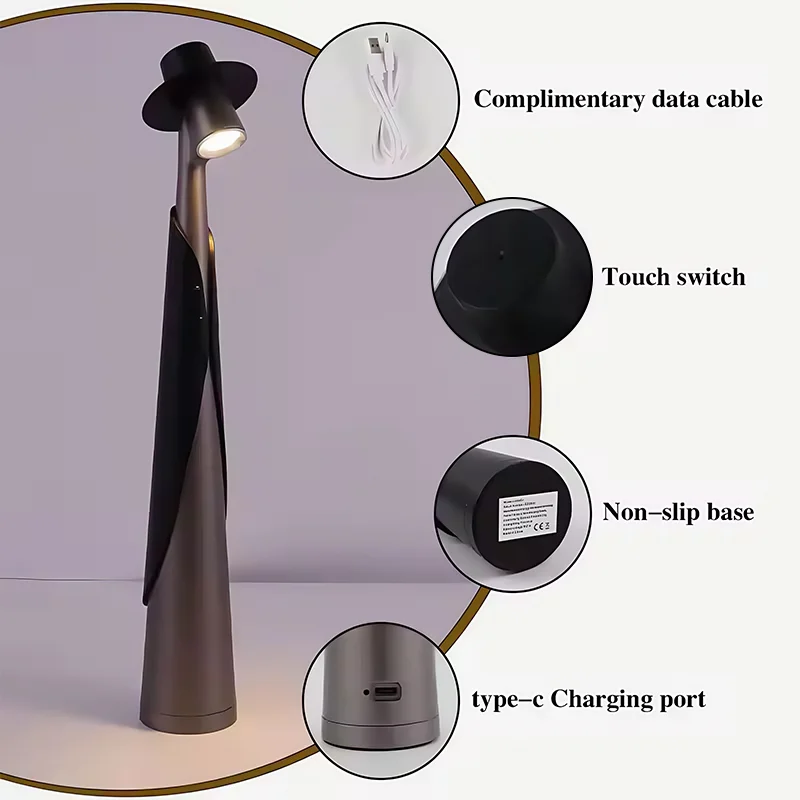 Rechargeable LED Desk Lamp Touch Dimmable Bedside Light for Bedroom Home - Image 2