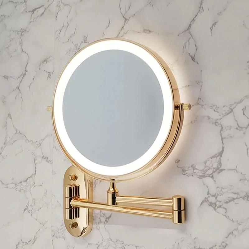 Rechargeable LED Makeup Mirror 10X Magnifying Wall Mount Gold - Image 2