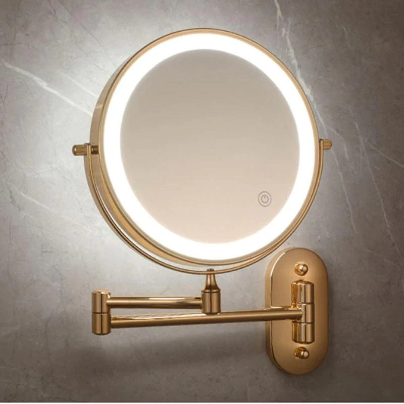 Rechargeable LED Makeup Mirror 10X Magnifying Wall Mount Gold - Image 3