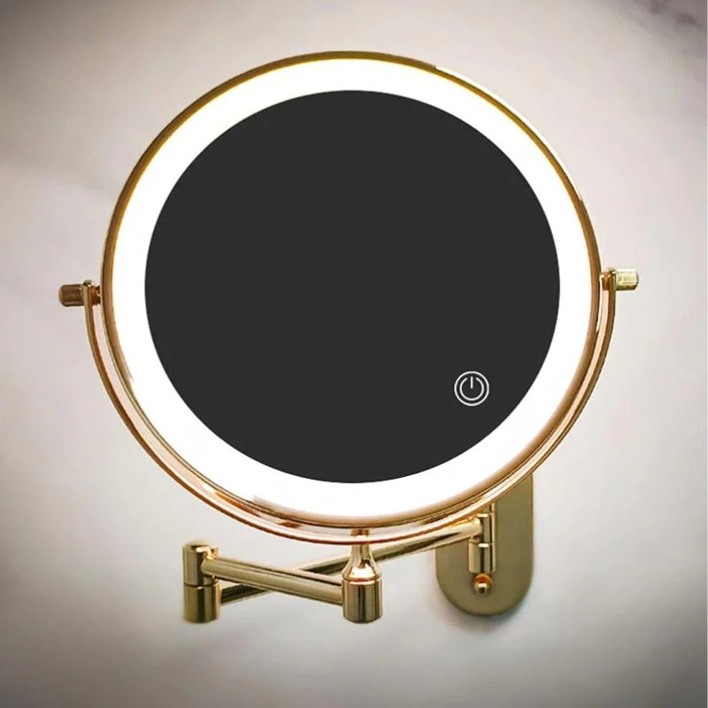 Rechargeable LED Makeup Mirror 10X Magnifying Wall Mount Gold - Image 4