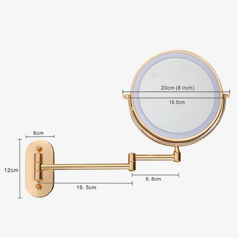 Rechargeable LED Makeup Mirror 10X Magnifying Wall Mount Gold - Image 5