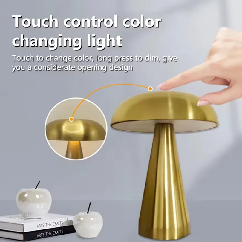 Rechargeable LED Mushroom Table Lamp Touch Sensor Bedside Night Light Decor - Image 3