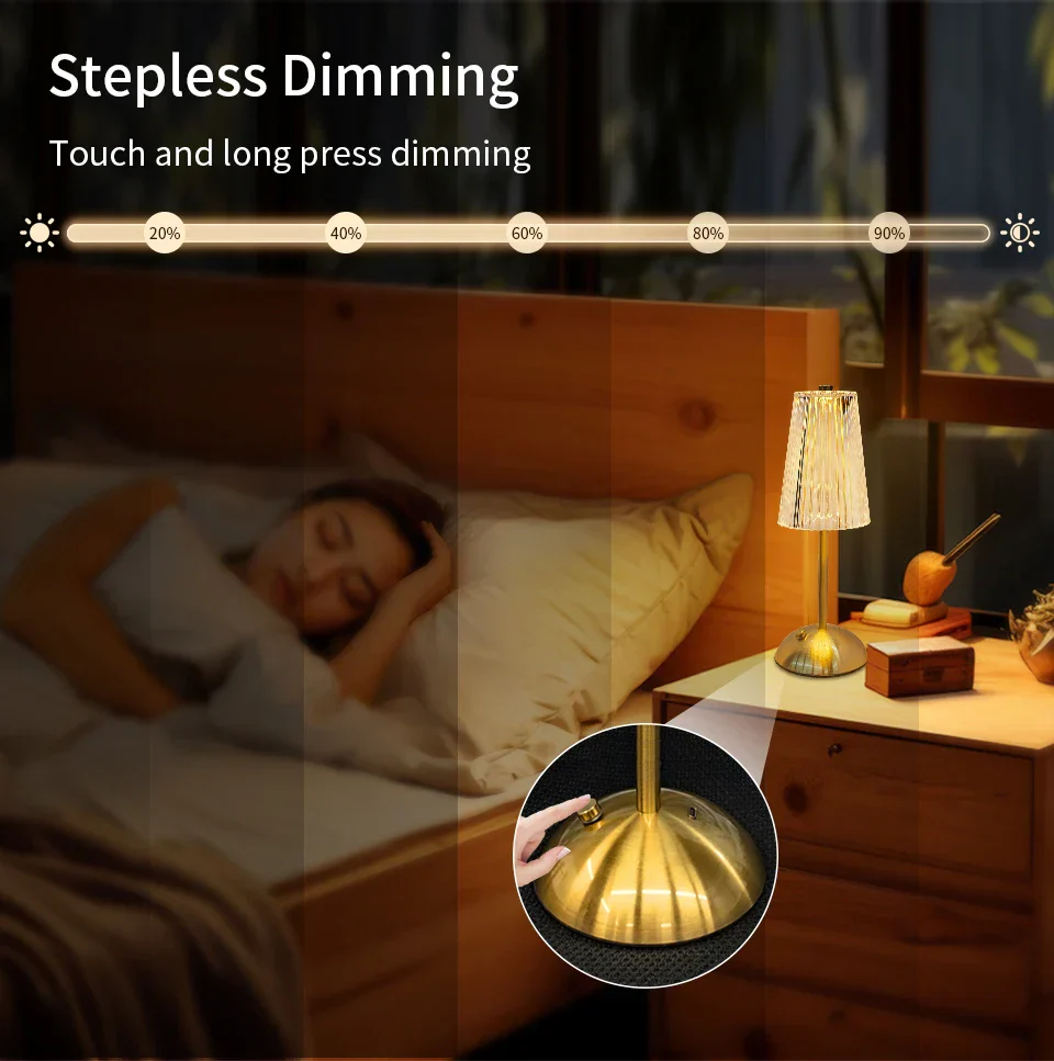 Rechargeable LED Table Lamp – Touch Dimmable Wireless Light for Bedroom & Desk - Image 8