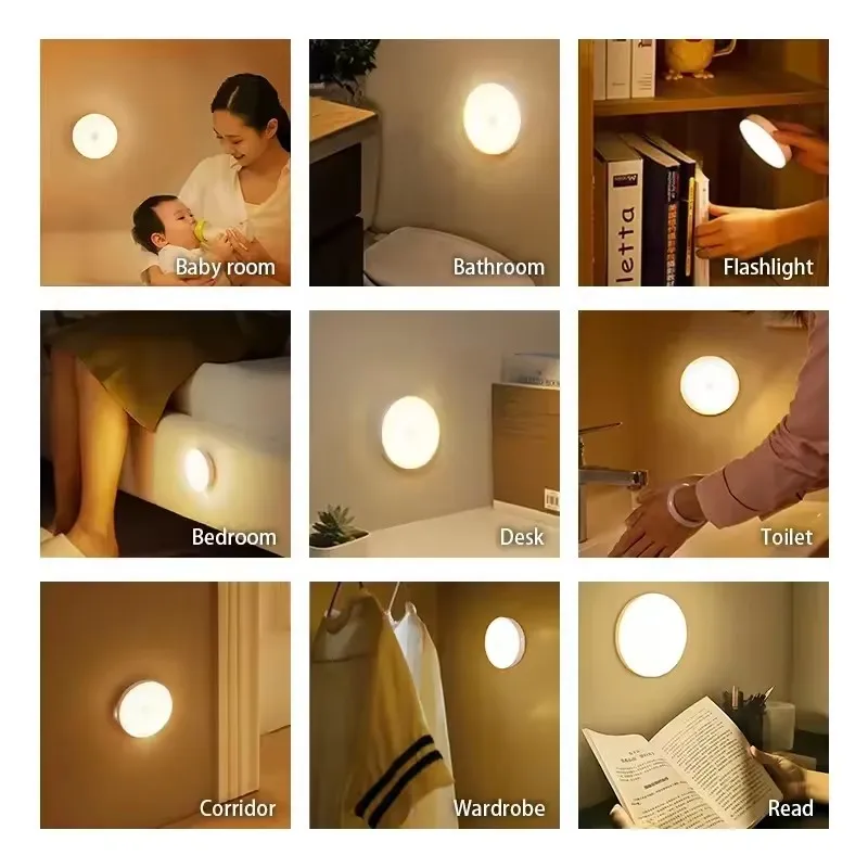 Rechargeable LED Touch Night Light USB Magnetic Wall Lamp Dimmable Portable - Image 3