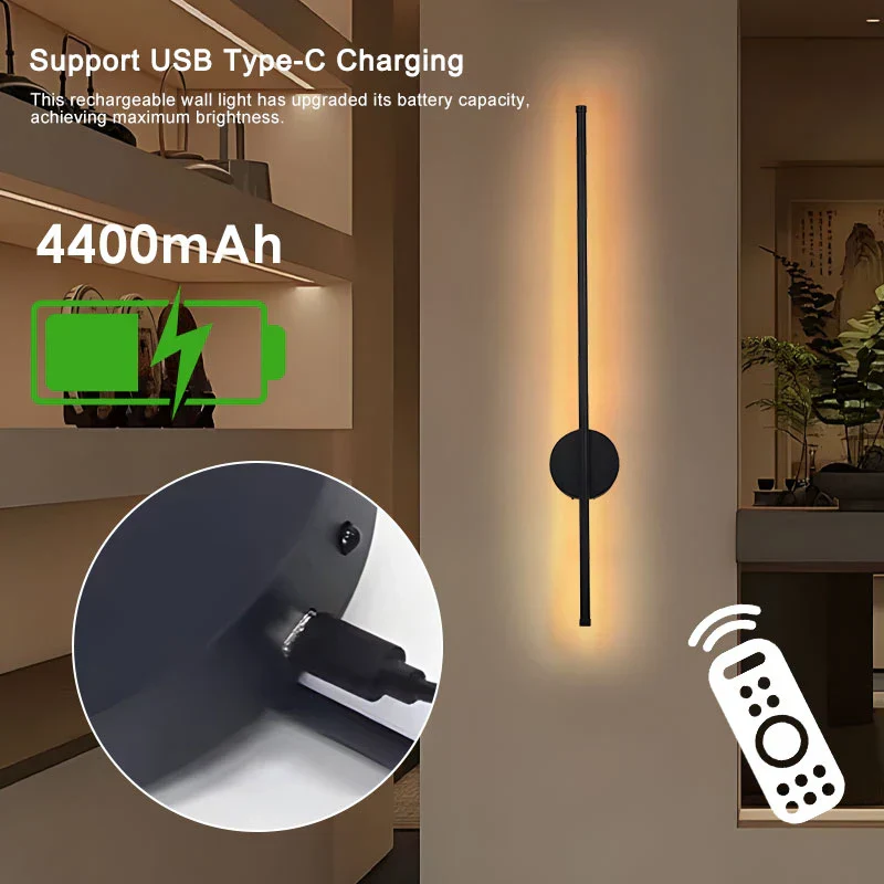 Rechargeable LED Wall Light Touch Switch 3CCT USB Battery Operated Sconce - Image 2