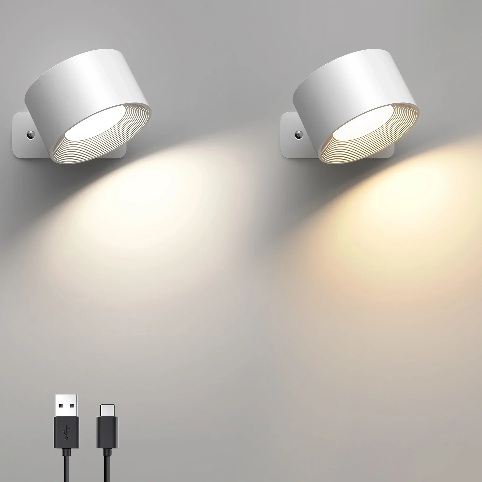 Rechargeable LED Wall Sconce 360° Rotating Adjustable Bedroom Nordic Light - Image 4