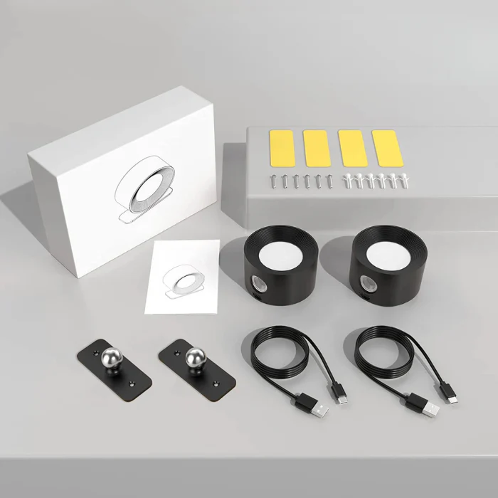 Rechargeable LED Wall Sconce 360° Rotating Adjustable Bedroom Nordic Light - Image 7