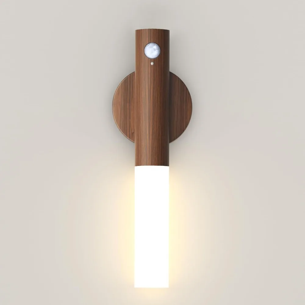 Rechargeable Motion Sensor Wall Sconce – Magnetic Wooden Night Light for Bedroom - Image 10