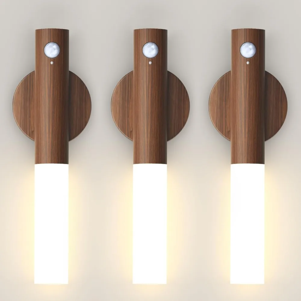Rechargeable Motion Sensor Wall Sconce – Magnetic Wooden Night Light for Bedroom - Image 12