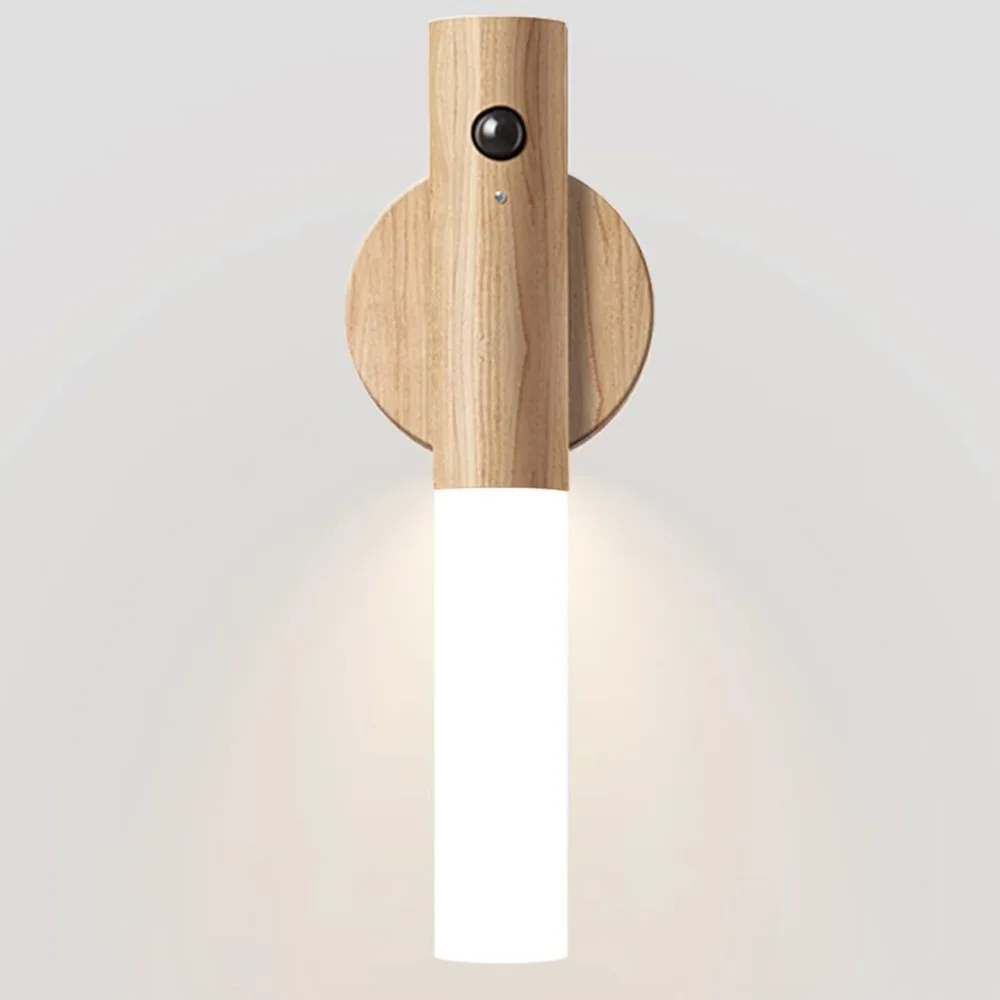 Rechargeable Motion Sensor Wall Sconce – Magnetic Wooden Night Light for Bedroom - Image 7
