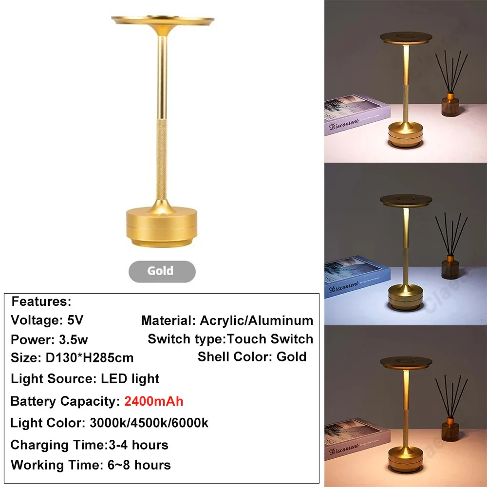 Rechargeable Touch Table Lamp Wireless LED Night Light for Bedroom Desk Decor - Image 11