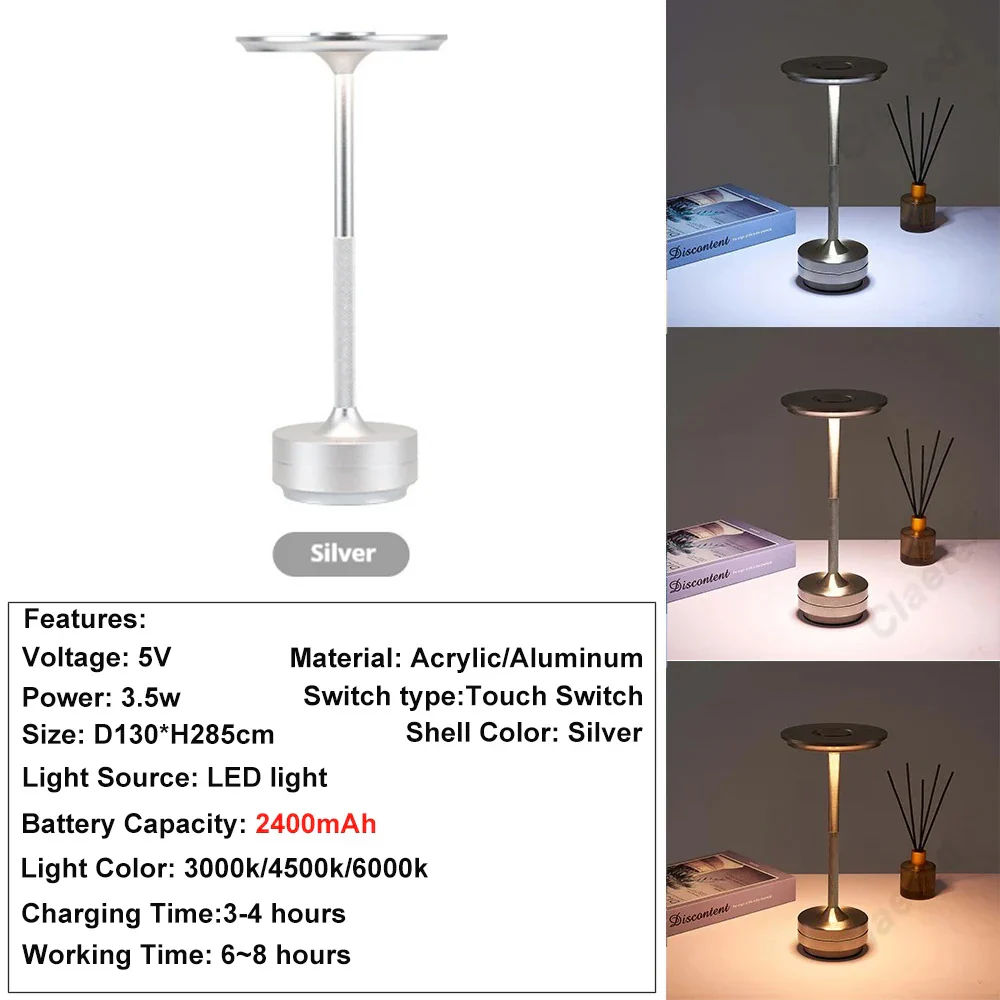 Rechargeable Touch Table Lamp Wireless LED Night Light for Bedroom Desk Decor - Image 12