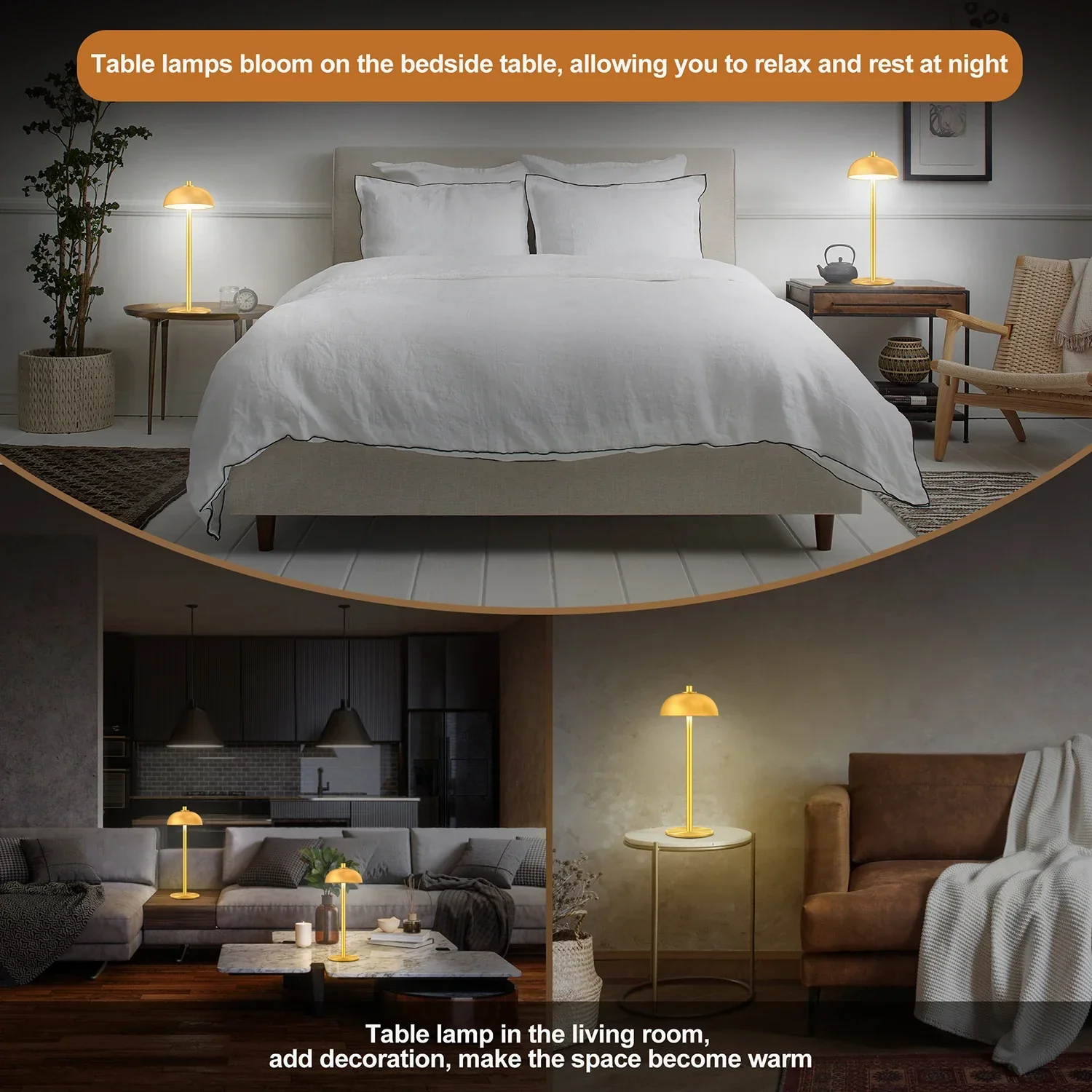 Rechargeable Touch Table Lamp – Wireless USB-C LED Desk Light for Bedroom & Camping - Image 4