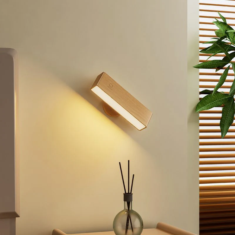 Rechargeable Wall Sconce with Remote Control – Adjustable Brightness Wood Wall Light for Versatile Lighting - Image 7
