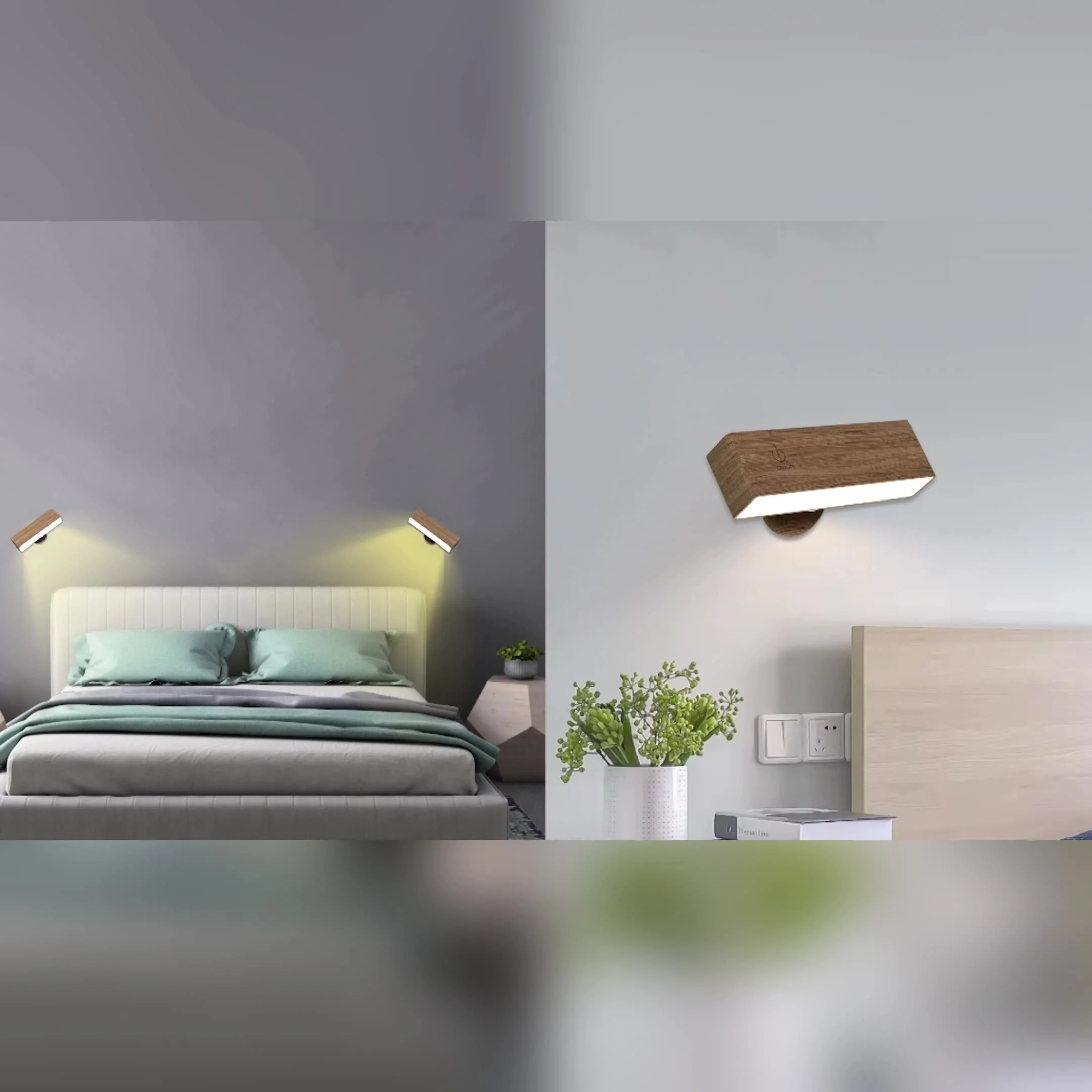 Rechargeable Wall Sconce with Remote Control – Adjustable Brightness Wood Wall Light for Versatile Lighting - Image 9