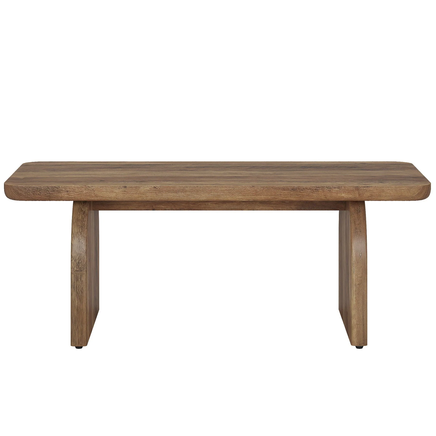 Rectangle Coffee Table With H-Base & Rounded Corners - Brown - Image 2