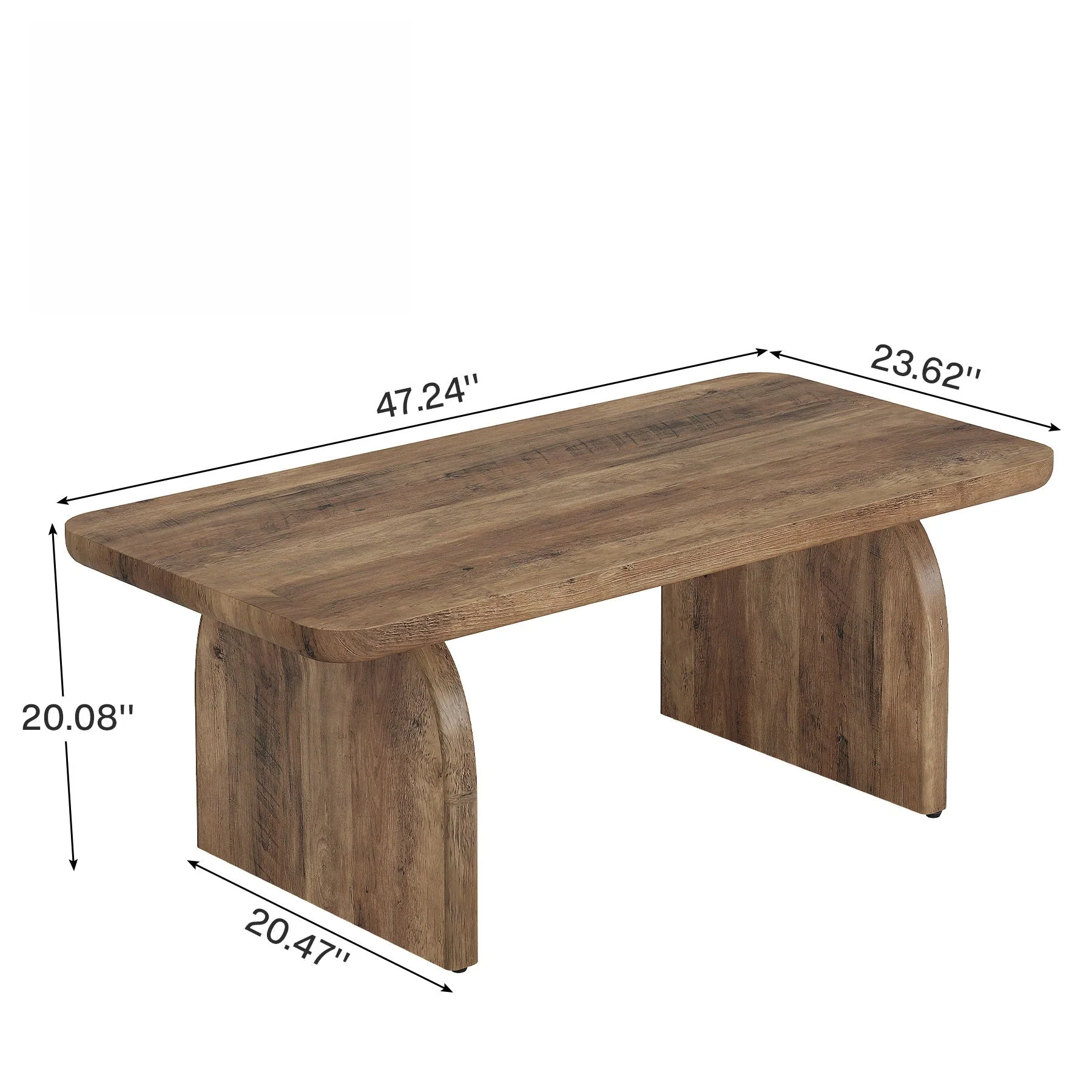 Rectangle Coffee Table With H-Base & Rounded Corners - Brown - Image 3