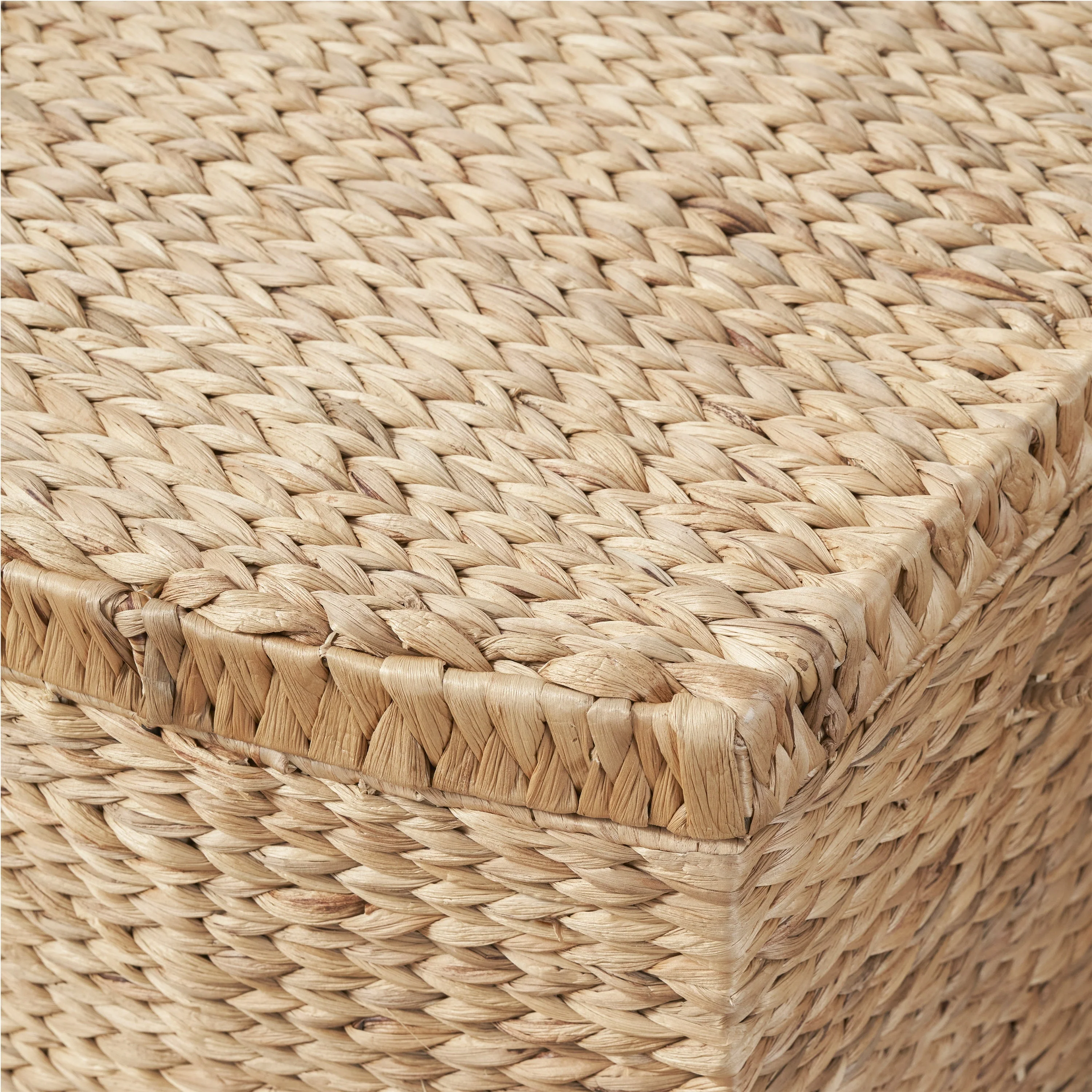 Rectangular Curve Water Hyacinth Woven Wicker Trunk with Handles - Image 7