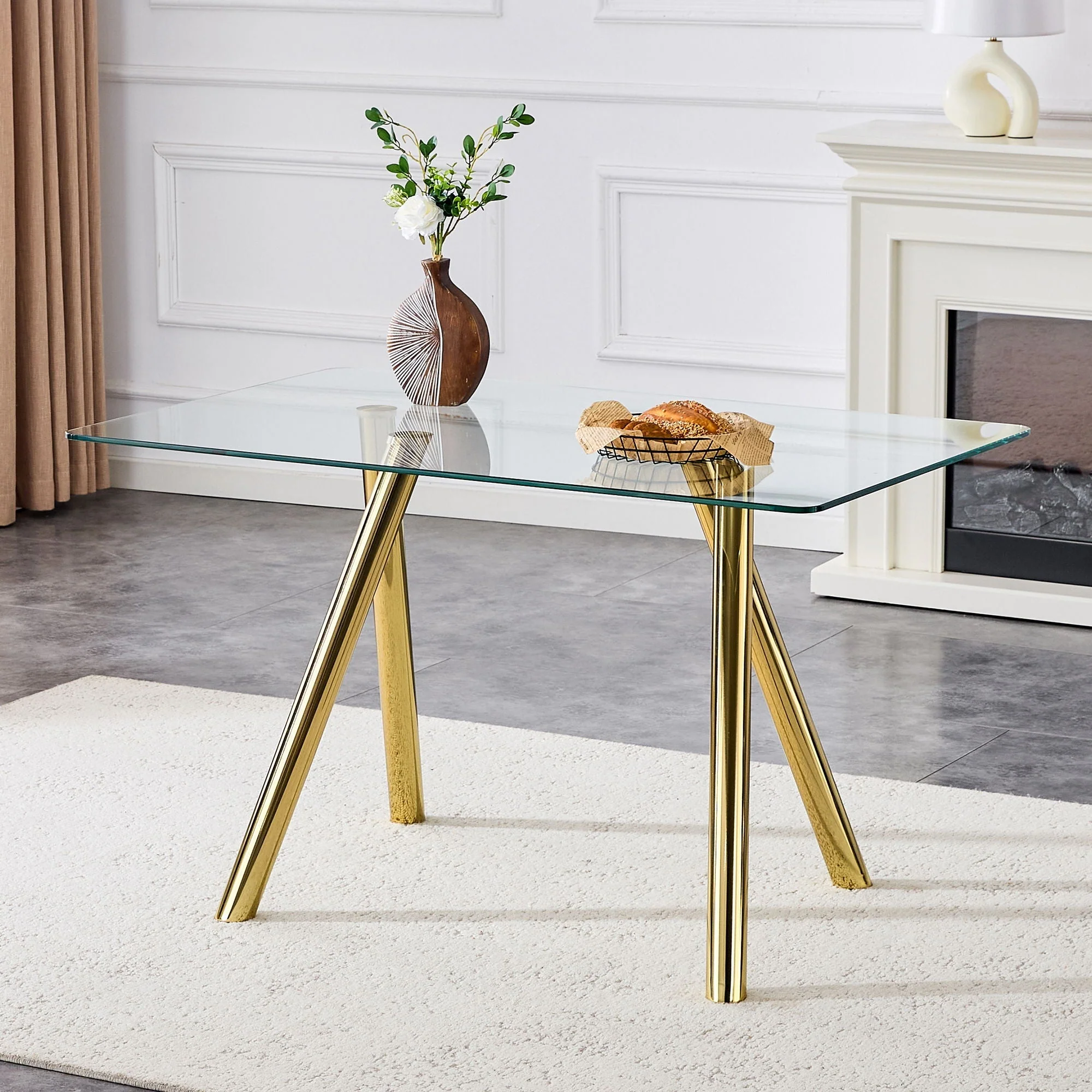 Rectangular Design Dining Table - Gold - Image 3