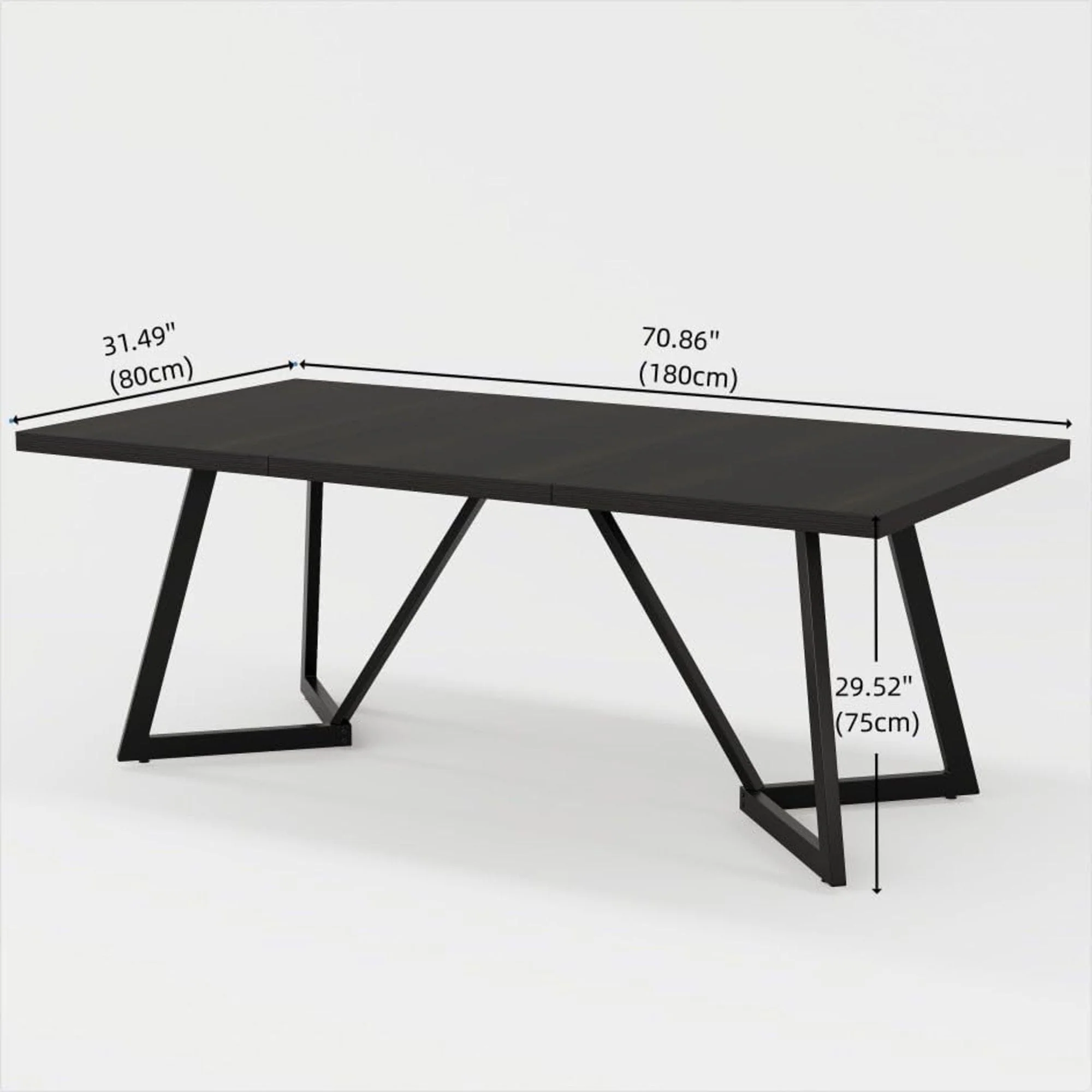 Rectangular Dining Table For 6 - 8 People - Black - Image 3