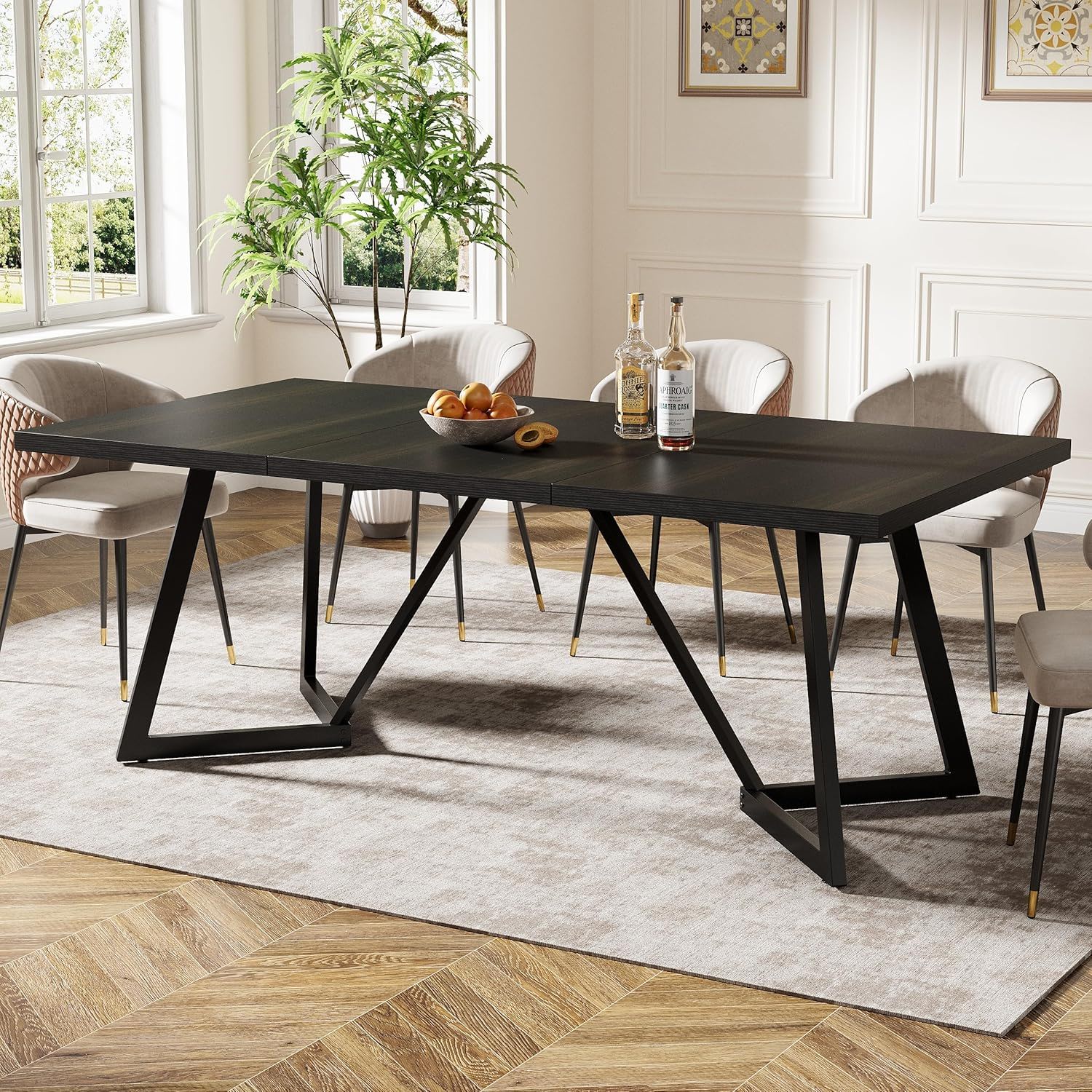 Rectangular Dining Table For 6 - 8 People - Black - Image 4