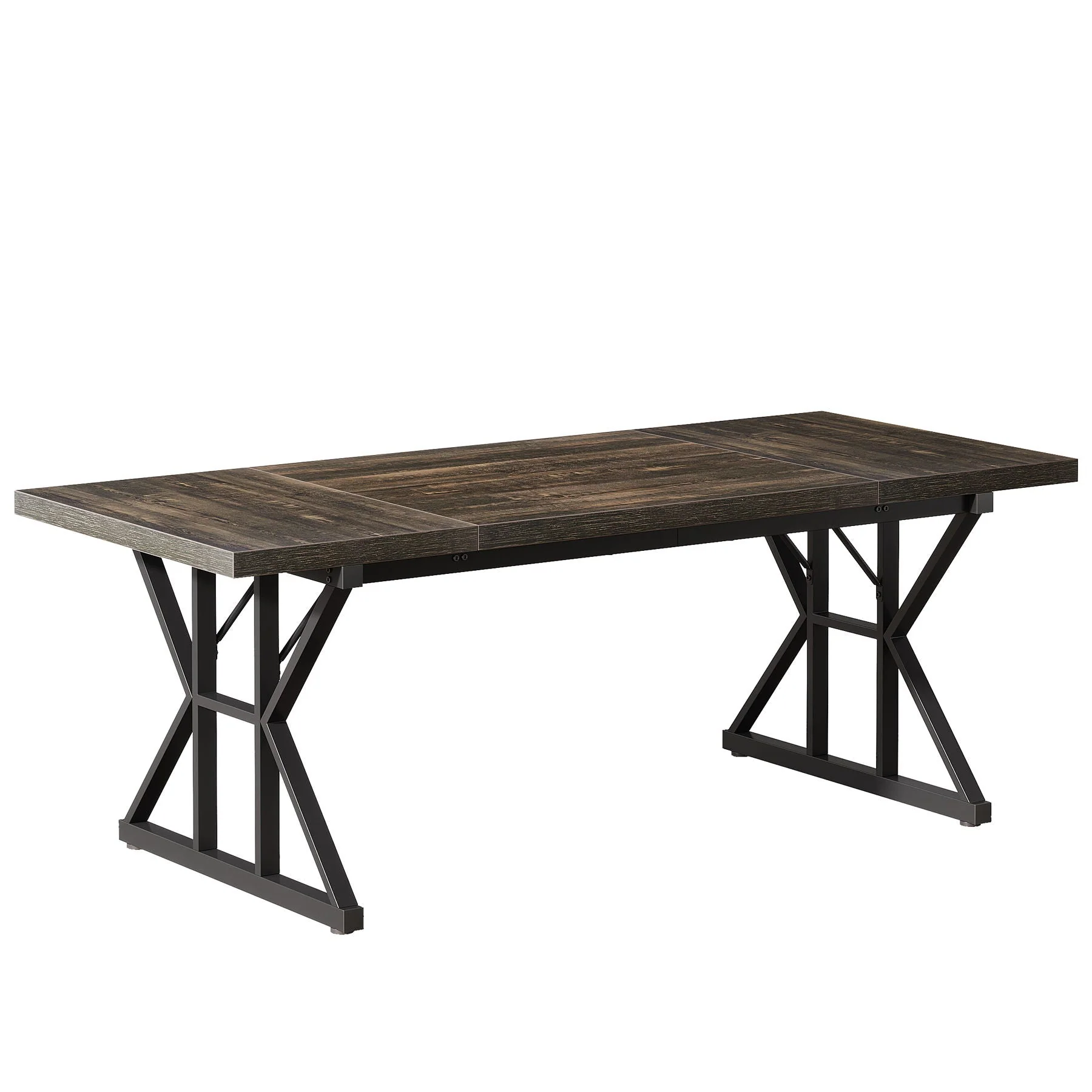 Rectangular Dining Table With X Trestle Metal Legs - Image 2