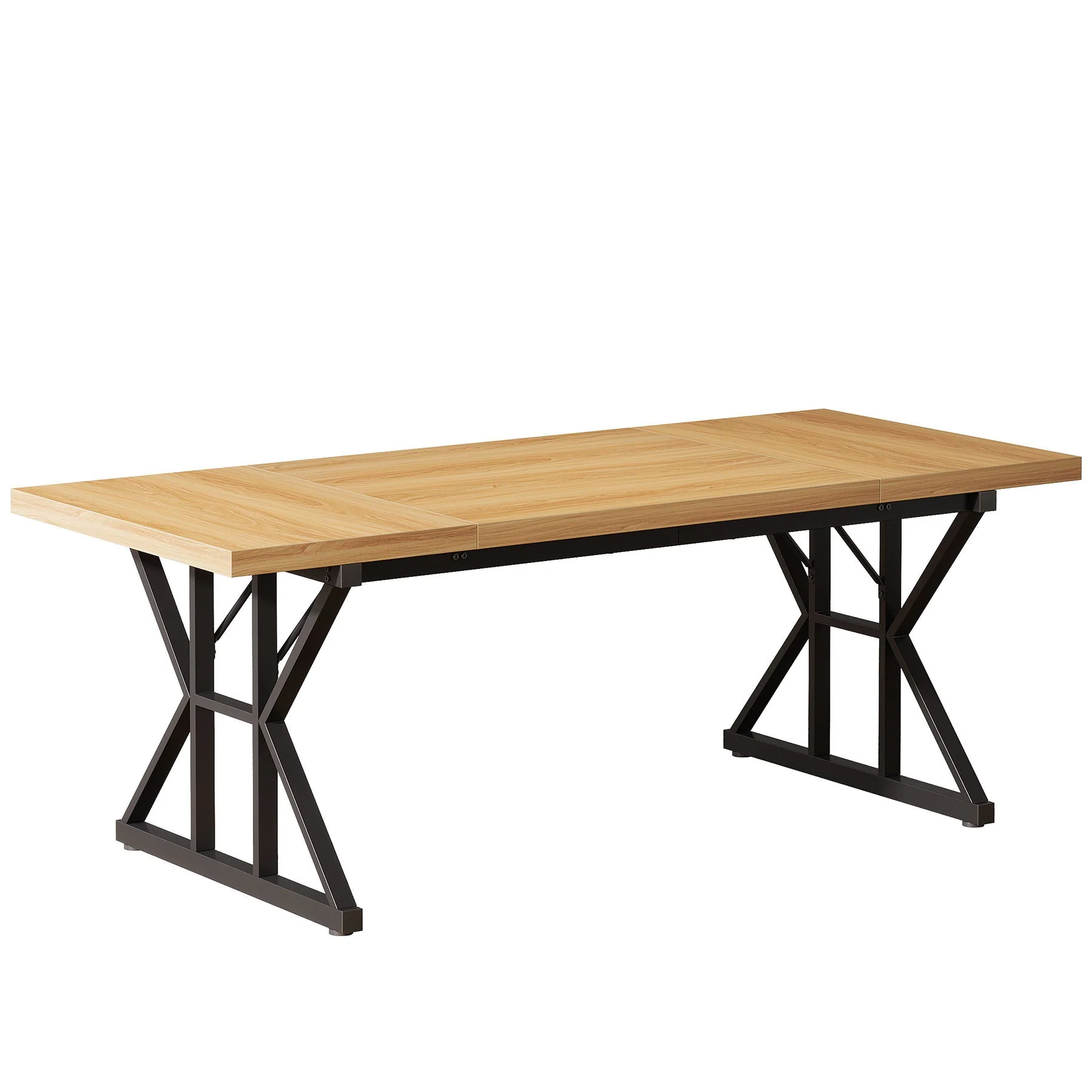 Rectangular Dining Table With X Trestle Metal Legs - Image 4