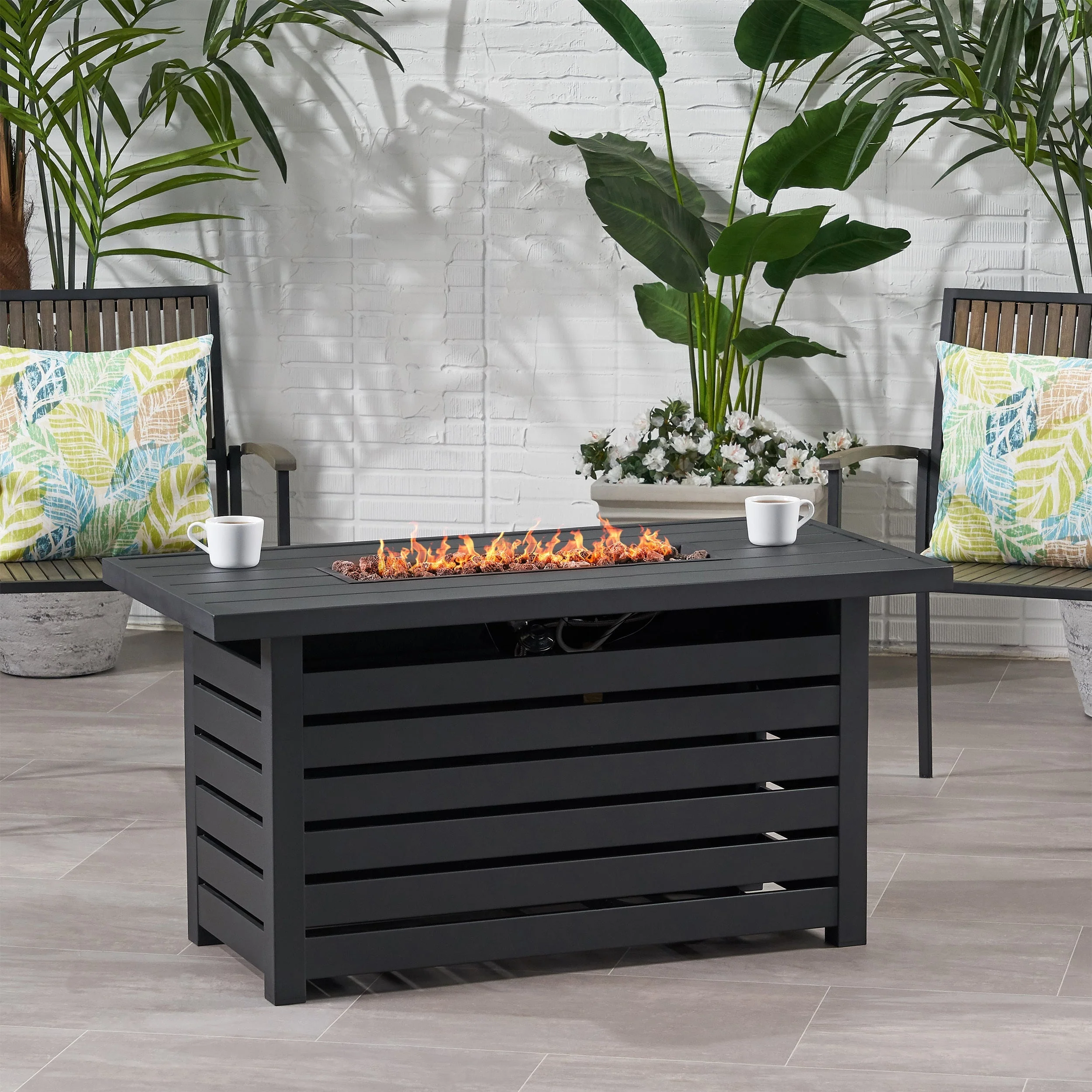 Rectangular Iron Fire Pit - 30,000 BTU - Tank Cover Inside - Image 4
