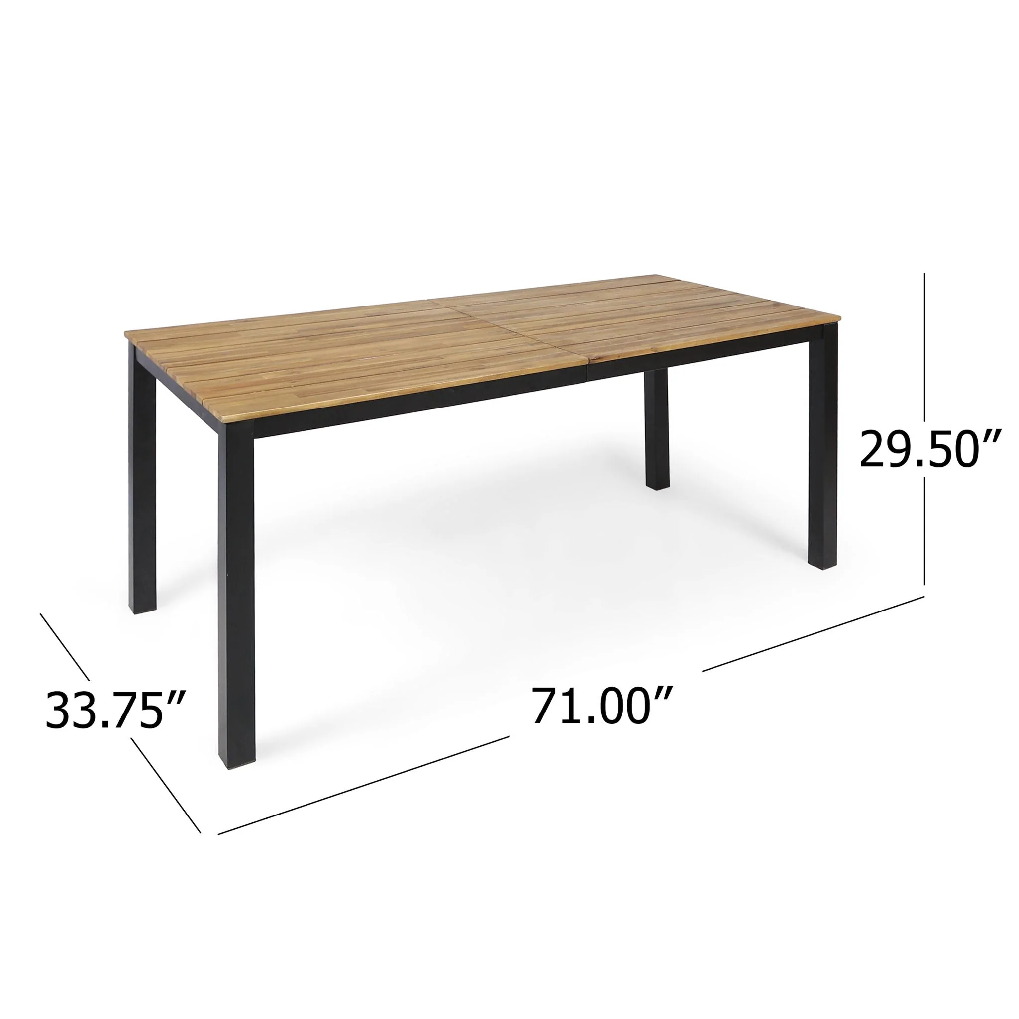 Rectangular Outdoor Dining Table With Iron Legs - Black - Image 2