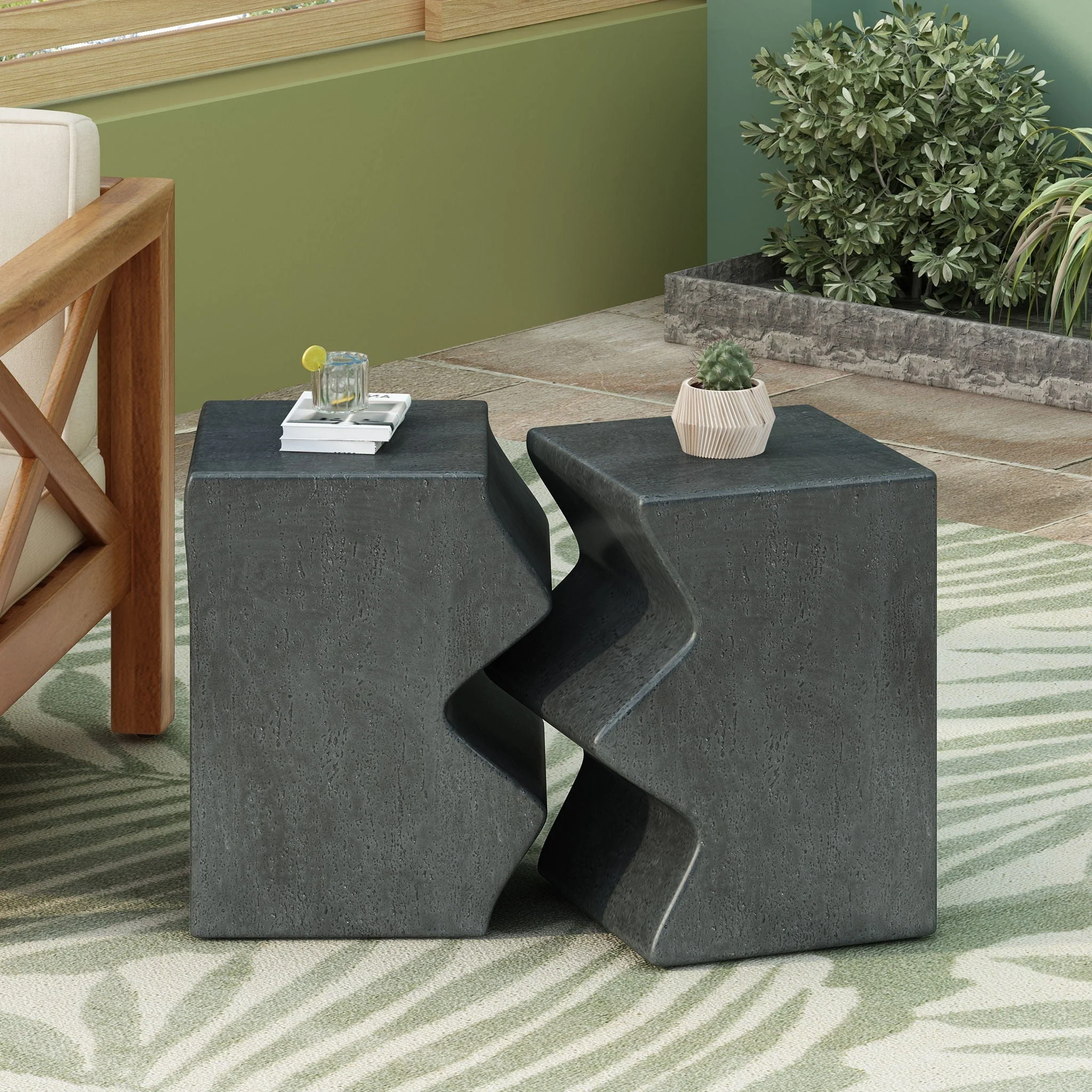 Rectangular Outdoor Indoor Accent Side Table (Set of 2) - Image 4