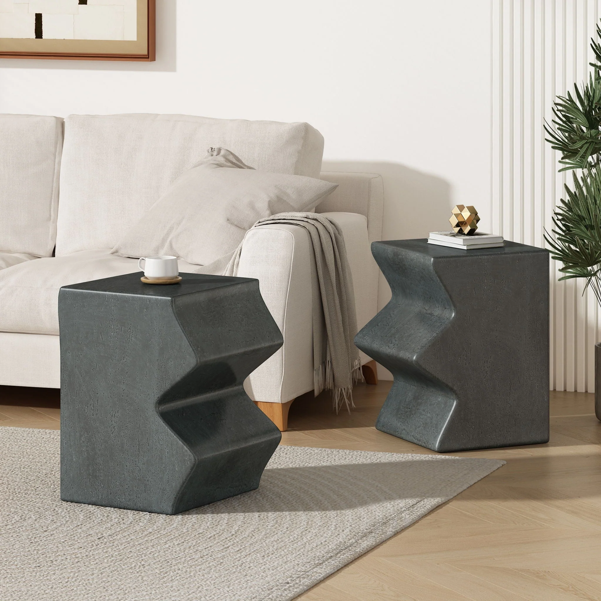 Rectangular Outdoor Indoor Accent Side Table (Set of 2) - Image 6