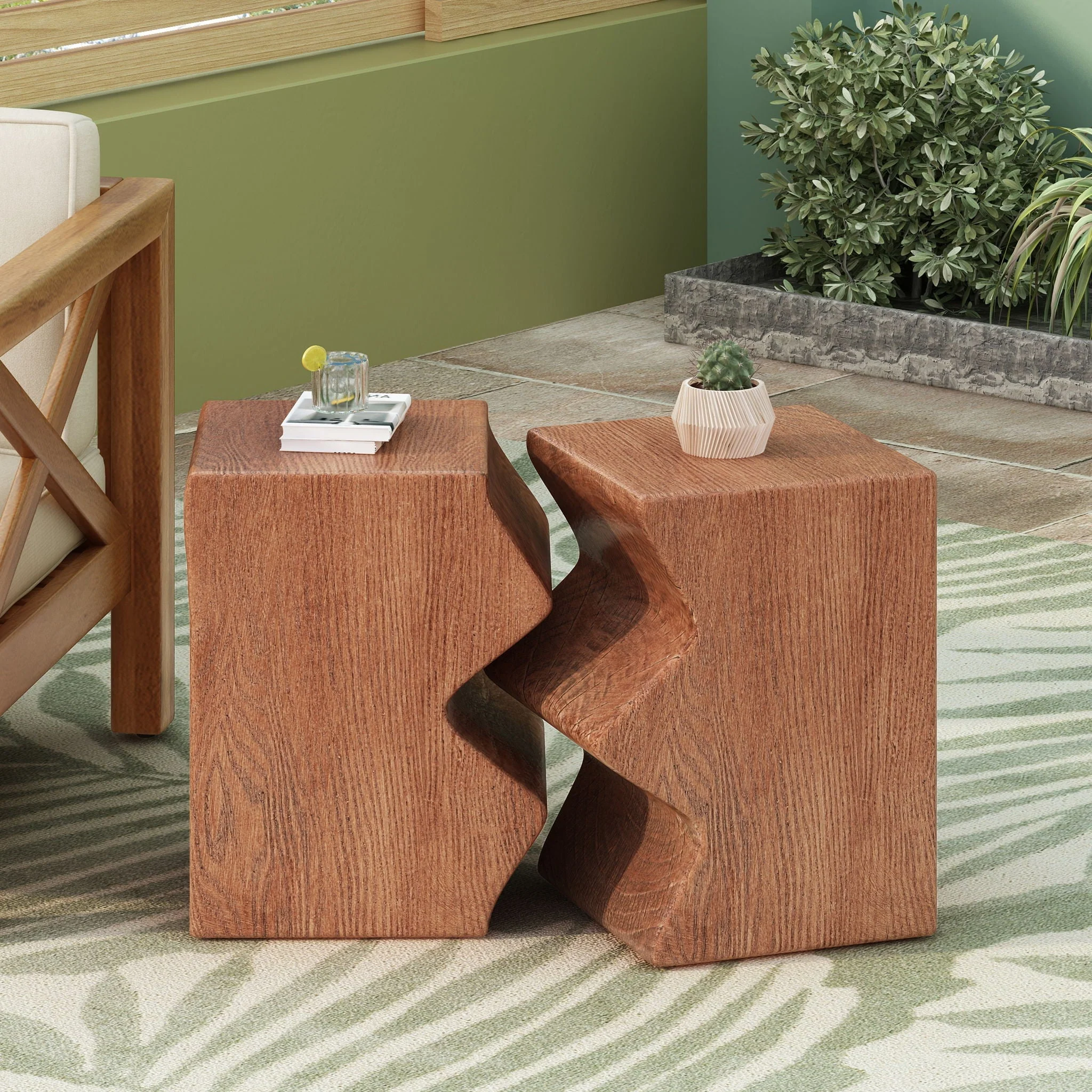 Rectangular Outdoor Indoor Accent Side Table (Set of 2) - Image 7