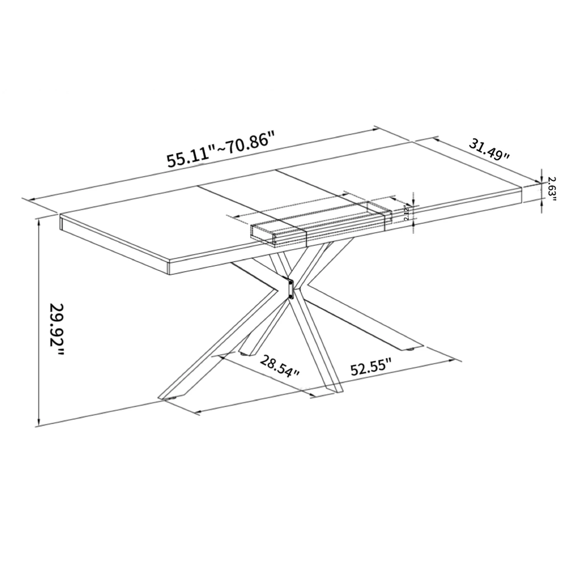 Rectangular Stretch Dining Table With 4 Chairs - Black / Gray - Image 12